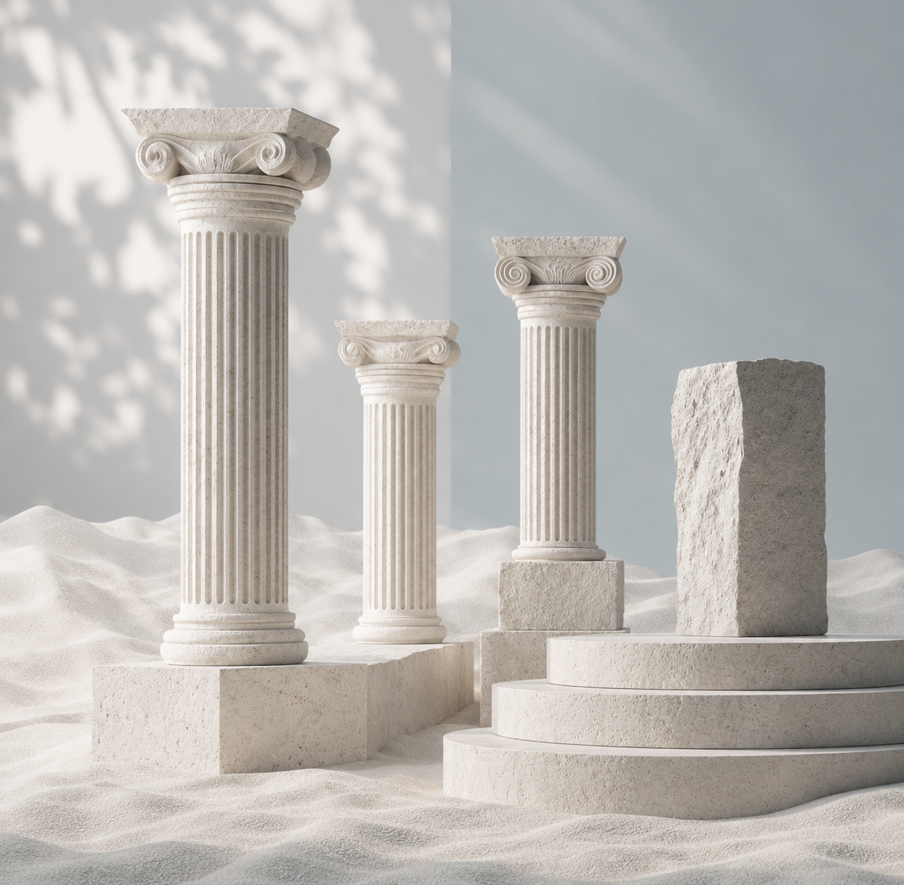 Three classical pillars — representing You, Your Family, and Your Assets